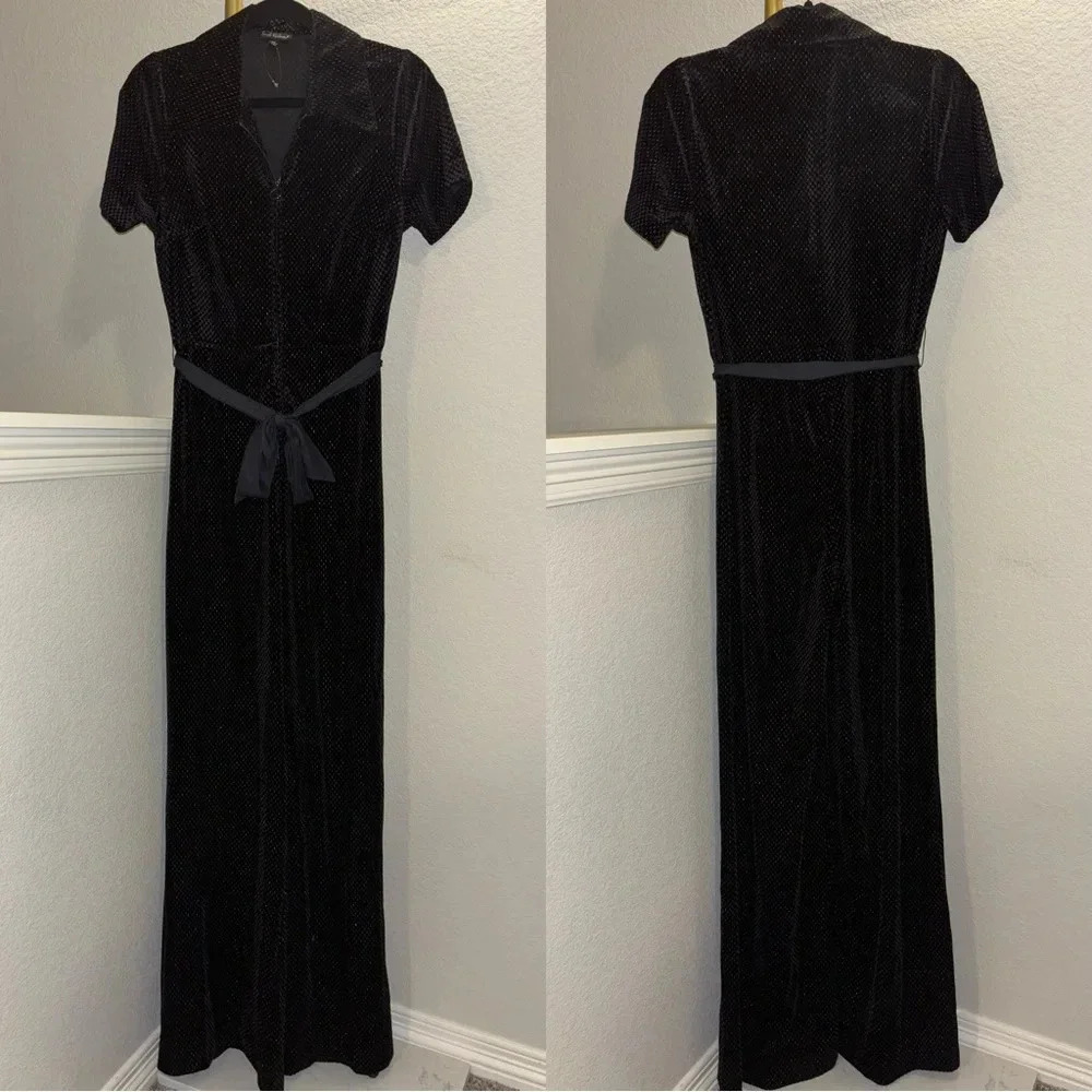 NWOT Unique Vintage Black Velour Shimmer Jumpsuit